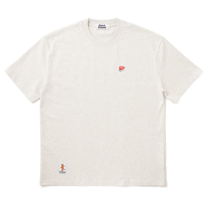 【7月7日再入荷】Heart-Logo Over Sized T-shirt (Oatmeal)