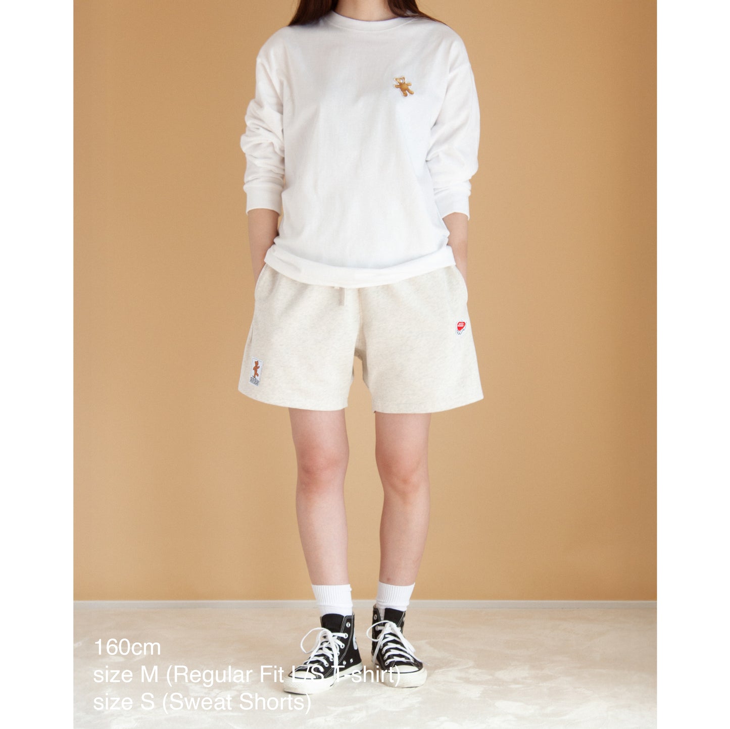 【7月7日再入荷】Heart-Logo Sweat Shorts (Oatmeal)